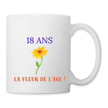 18 years old flower age - Mug - white - Right