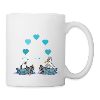 Möwen Möwe Liebe Herz Valentin Seemann Boot - Tasse - Weiß - Rechts