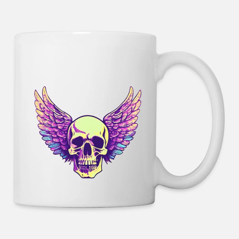 Totenkopf mit Flügel - Tasse - Weiß