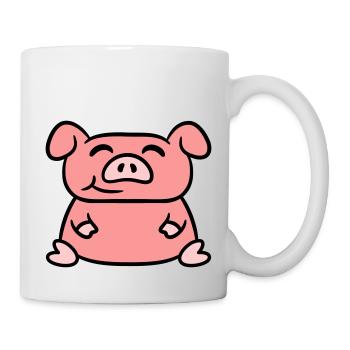 Sitting Pig Love Little Cute Piggy - Mug - white - Right