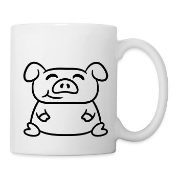 Sitting Pig Love Little Cute Piggy - Mug - white - Right