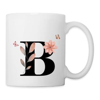 Lettre b fleurs sauvages aquarelles - Mug blanc - blanc - Droite
