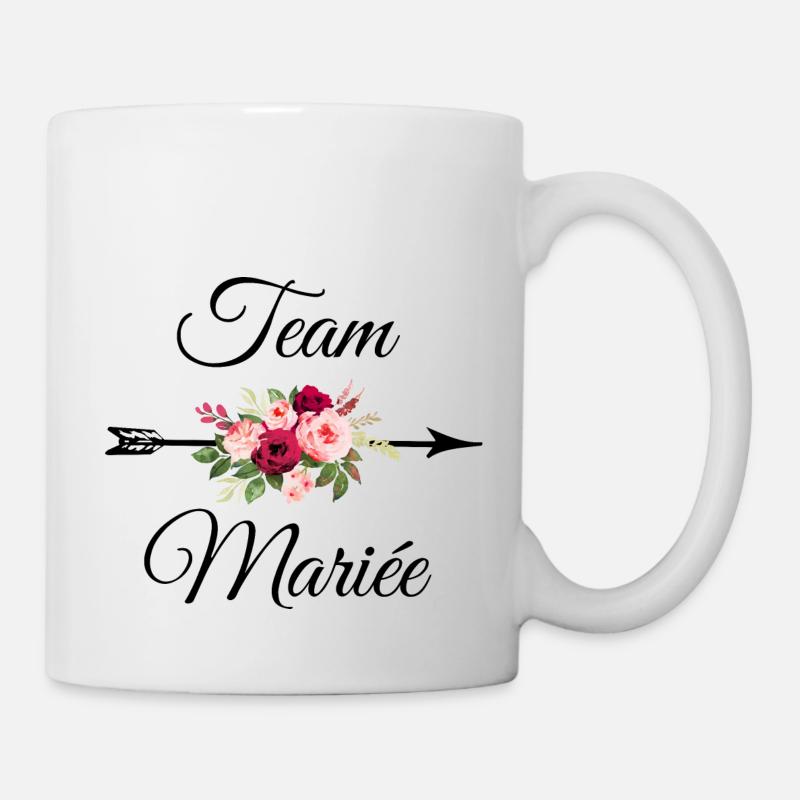 Team Die Braut Pfeil Blumenstrauß - Tasse - Weiß