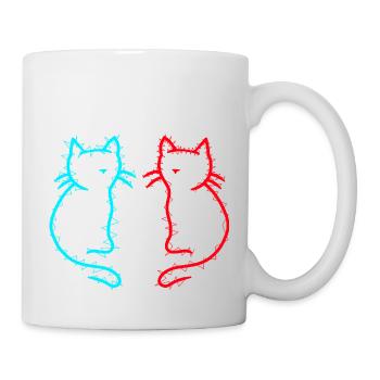 80er 90er Retro Vintage Katzen Katze Kätzchen - Tasse - Weiß - Rechts