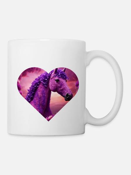 Horse with purple flowers - Mug - white
