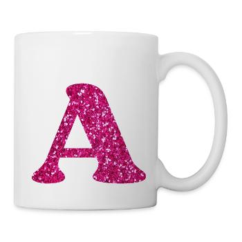 Buchstabe A Rosa Glitzer - Tasse - Weiß - Rechts