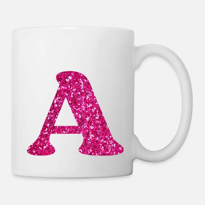 Lettre a rose pailleté - Mug blanc - blanc