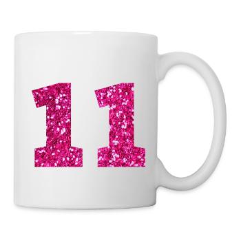 Nummer 11 Pink Glitter - 11. Geburtstag - Tasse - Weiß - Rechts