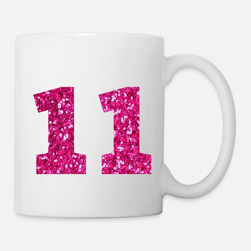 Numéro 11 paillettes rose - 11e anniversaire - Mug blanc - blanc
