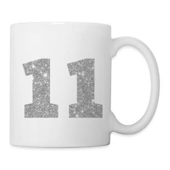 Nummer 11 Silberglitter - 11. Jahrestag - Tasse - Weiß - Rechts