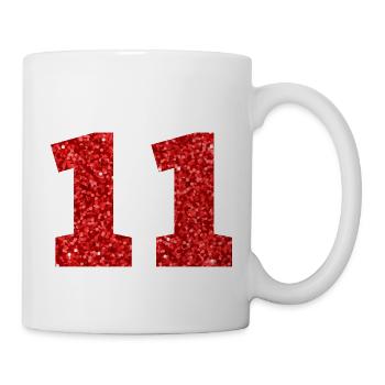 Nummer 11 Roter Glitzer - 11-jähriges Jubiläum - Tasse - Weiß - Rechts