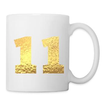 Numéro 11 paillettes doré - 11e anniversaire - Mug blanc - blanc - Droite