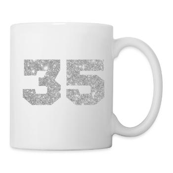 Numéro 35 paillettes argenté - 35e anniversaire - Mug blanc - blanc - Droite