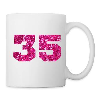 Numéro 35 paillettes rose - 35e anniversaire - Mug blanc - blanc - Droite