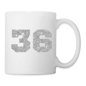 Numéro 36 paillettes argenté - 36e anniversaire - Mug blanc - blanc - Droite
