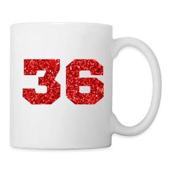 Numéro 36 paillettes rouge - 36e anniversaire - Mug blanc - blanc - Droite