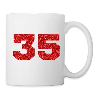 Number 35 Red Glitter - 35th Anniversary - Mug - white - Right
