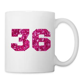 Numéro 36 paillettes rose - 36e anniversaire - Mug blanc - blanc - Droite