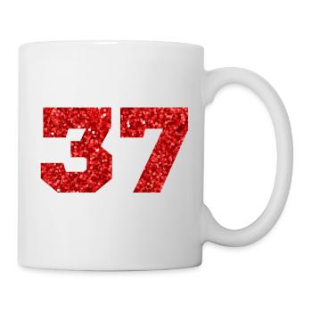 Number 37 Red Glitter - 37th Anniversary - Mug - white - Right
