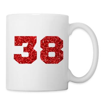 Number 38 Red Glitter - 38th Anniversary - Mug - white - Right