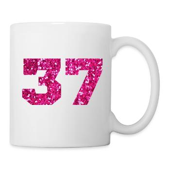Number 37 Pink Glitter - 37th Anniversary - Mug - white - Right