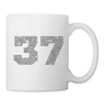 Number 37 Silver Glitter - 37th Anniversary - Mug - white - Right