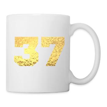 Number 37 Gold Glitter - 37th Anniversary - Mug - white - Right