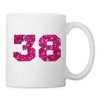 Nummer 38 Pink Glitter - 38. Geburtstag - Tasse - Weiß - Rechts