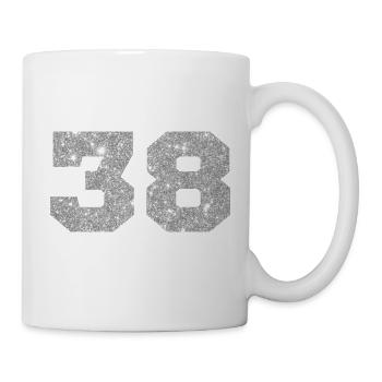Number 38 Silver Glitter - 38th Anniversary - Mug - white - Right
