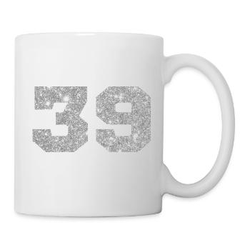 Numéro 39 paillettes argenté - 39e anniversaire - Mug blanc - blanc - Droite