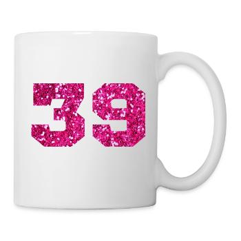 Numéro 39 paillettes rose - 39e anniversaire - Mug blanc - blanc - Droite
