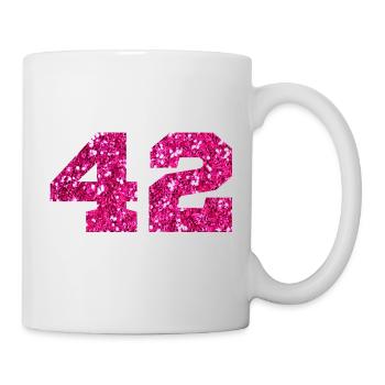 Number 42 Pink Glitter - 42nd Birthday - Mug - white - Right