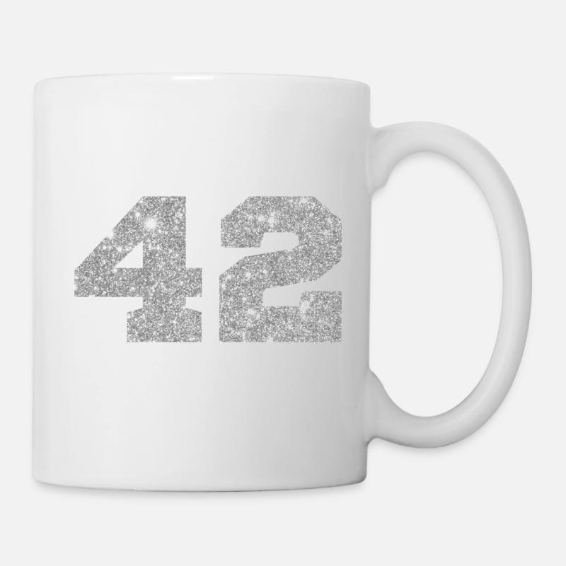 Nummer 42 Silberglitter - 42. Jahrestag - Tasse - Weiß
