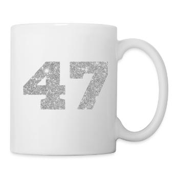 Number 47 Silver Glitter - 47th Anniversary - Mug - white - Right