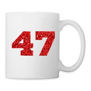 Number 47 Red Glitter - 47th Anniversary - Mug - white - Right