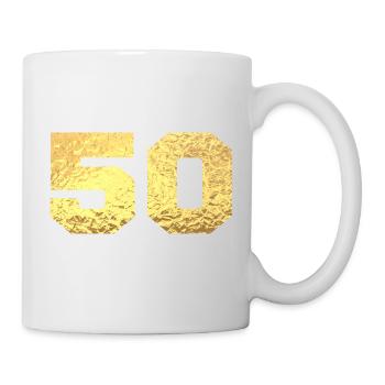 Numéro 50 paillettes doré - 50e anniversaire - Mug blanc - blanc - Droite