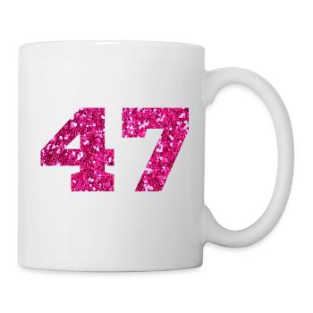 Number 47 Pink Glitter - 47th Anniversary - Mug - white - Right