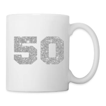 Numéro 50 paillettes argenté - 50e anniversaire - Mug blanc - blanc - Droite