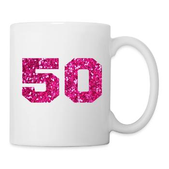 Numéro 50 paillettes rose - 50e anniversaire - Mug blanc - blanc - Droite