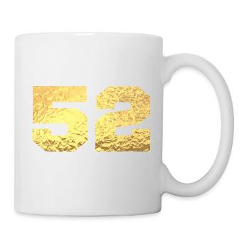 Number 52 Gold Glitter - 52nd Anniversary - Mug - white - Right