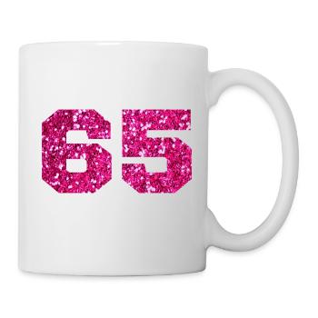 Numéro 65 paillettes rose - 65e anniversaire - Mug blanc - blanc - Droite