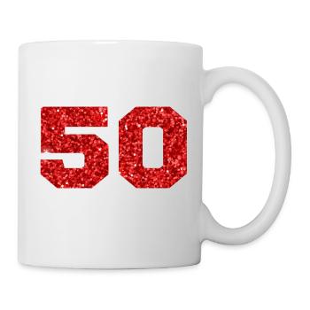 Numéro 50 paillettes rouge - 50e anniversaire - Mug blanc - blanc - Droite
