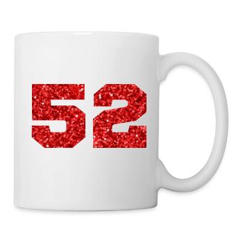 Number 52 Red Glitter - 52nd Anniversary - Mug - white - Right