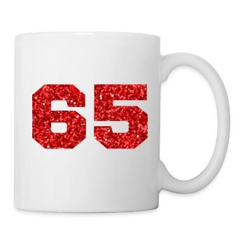 Numéro 65 paillettes rouge - 65e anniversaire - Mug blanc - blanc - Droite