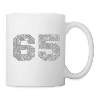 Numéro 65 paillettes argenté - 65e anniversaire - Mug blanc - blanc - Droite