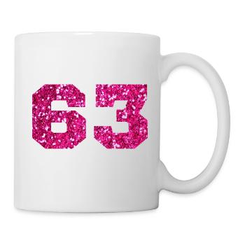 Numéro 63 paillettes rose - 63e anniversaire - Mug blanc - blanc - Droite
