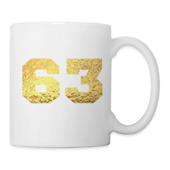 Number 63 Gold Glitter - 63rd Anniversary - Mug - white - Right