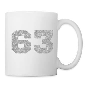 Numéro 63 paillettes argenté - 63e anniversaire - Mug blanc - blanc - Droite