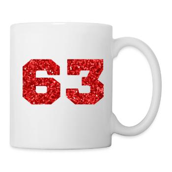 Numéro 63 paillettes rouge - 63e anniversaire - Mug blanc - blanc - Droite