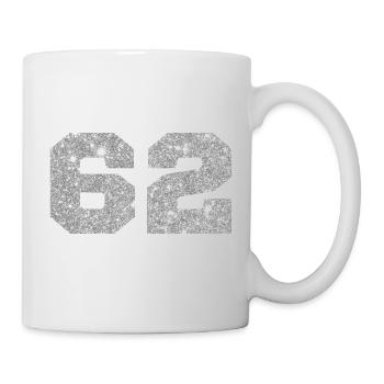 Number 62 Silver Glitter - 62nd Anniversary - Mug - white - Right